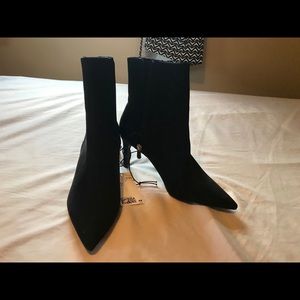 H&M Black Heel Booties Suede Sz 9.5 Women’s